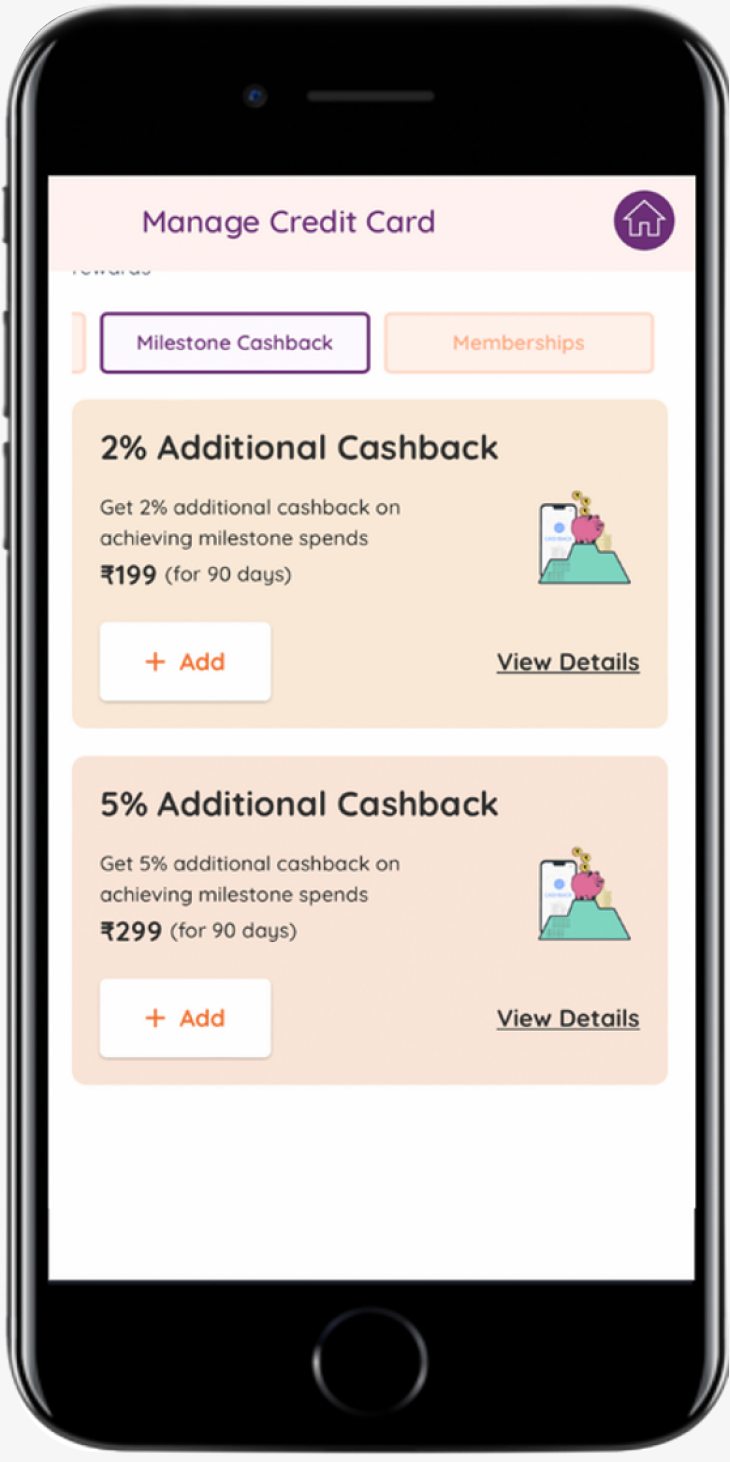 Cashback Benefit Option